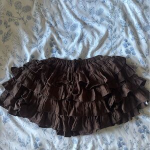 Altar'd State Chocolate Ruffled A-Line Skirt